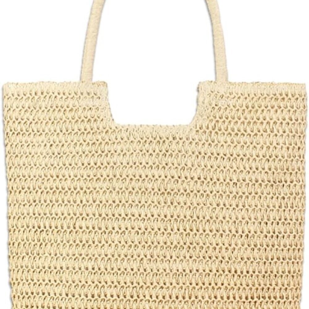 Straw Beach Bag Woven Tote Large Capacity Shoulder Handbag Vacation Holiday